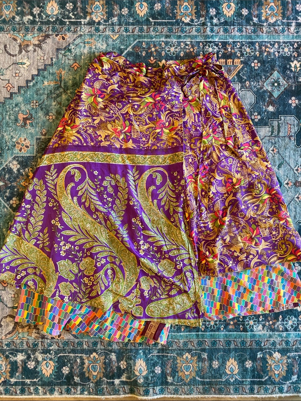 NWOT Darn Good Yarn reversible/ adjustable sari wrap skirt